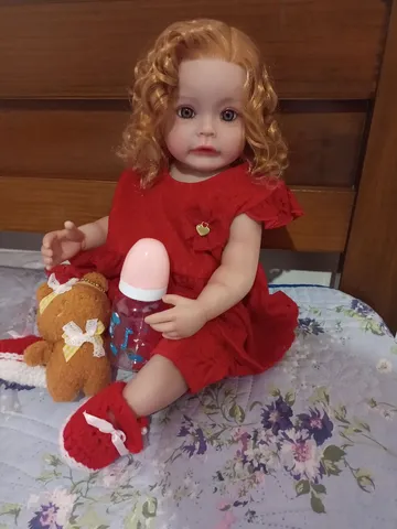 Bebê Reborn corpo todo em silicone boneca princesa Coelhinho 55cm +  Roupinhas