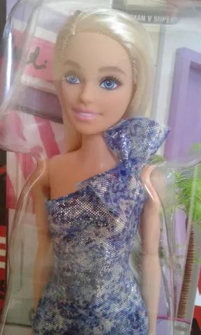 Boneca Barbie Vestido Glitter Loira T7580 - Original Mattel