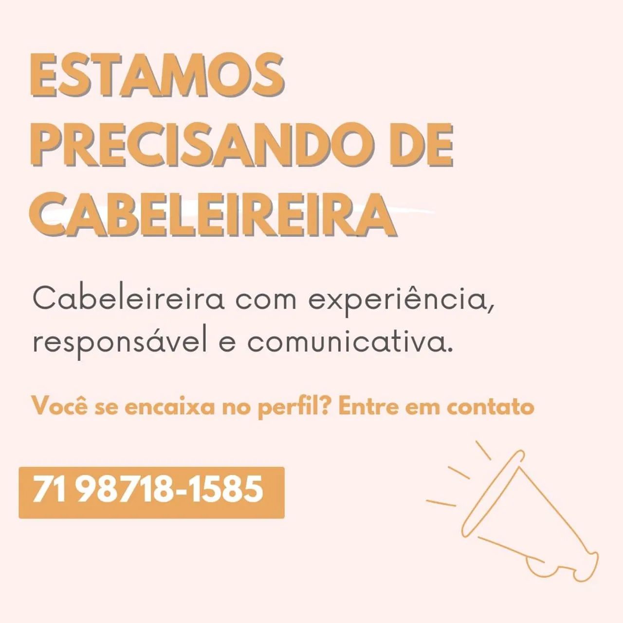 Vaga para cabeleireira com experiência 