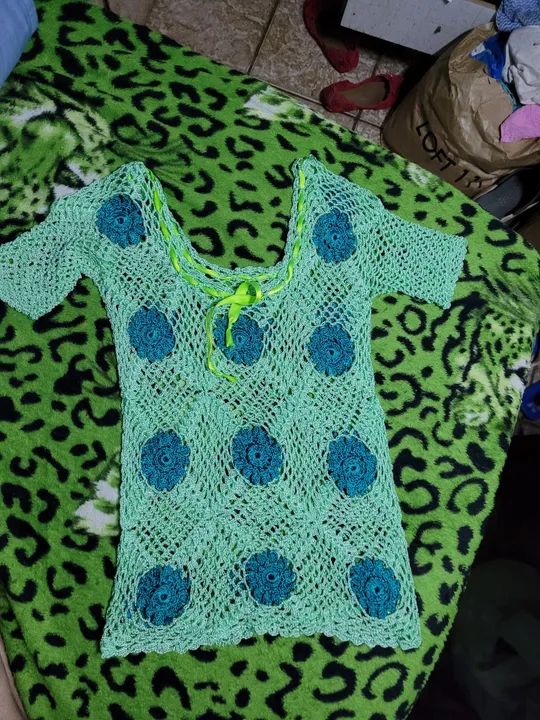 Blusa de crochê verde - Foto 3