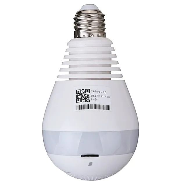 Câmera IP Lâmpada Led 360 VR Cam Panorâmica Espiã Wifi Infravermelho Visão Noturna Entrega - Foto 3