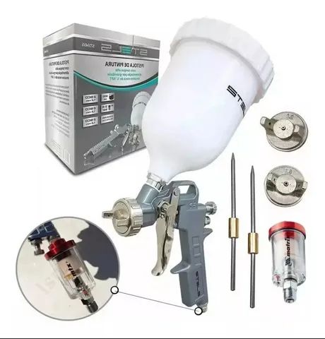Kit Pistol Pintura Gravidade com Filtro e Bicos - Pronta Entrega