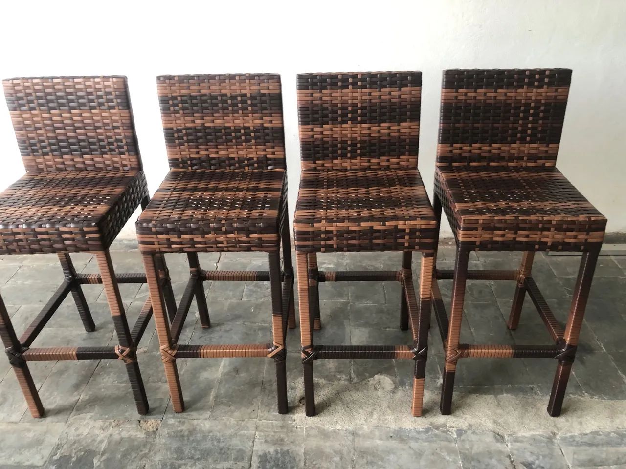 Conjunto de 4 banqueta em fibra sintética junco  - Foto 5