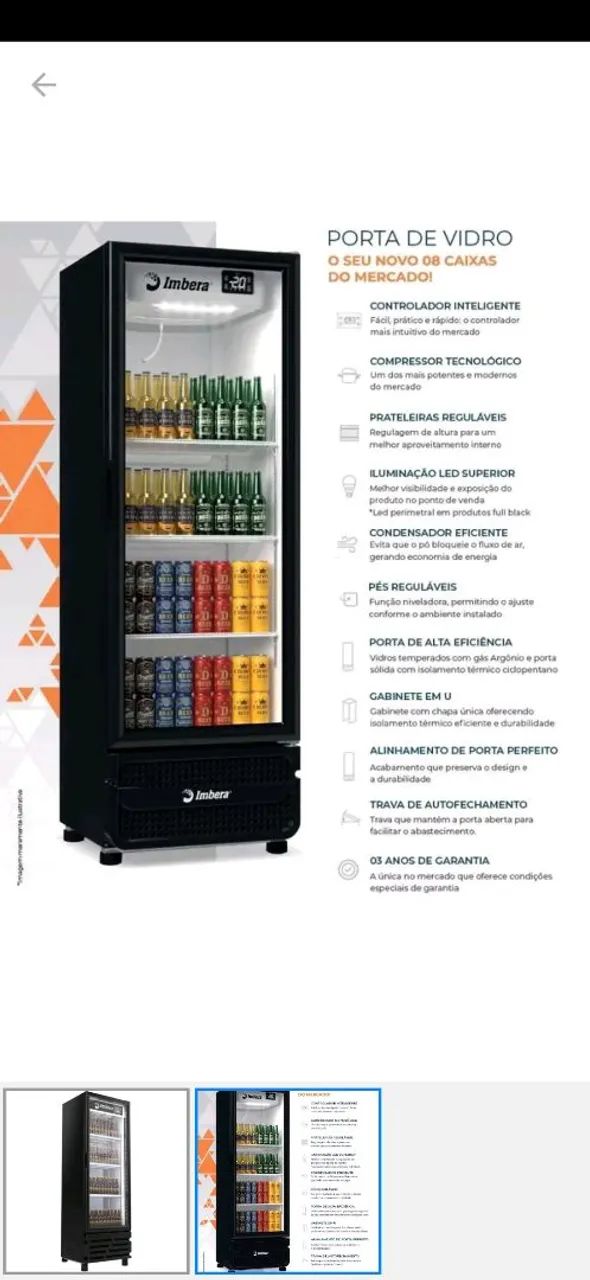 Geladeira Expositora Imbera 8 Caixas Porta de Vidro