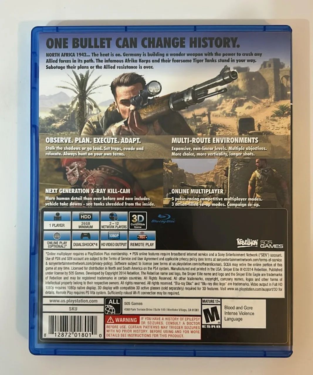 Sniper Elite III - PS4 seminovo, excelente estado, funcionando perfeitamente. - Foto 3