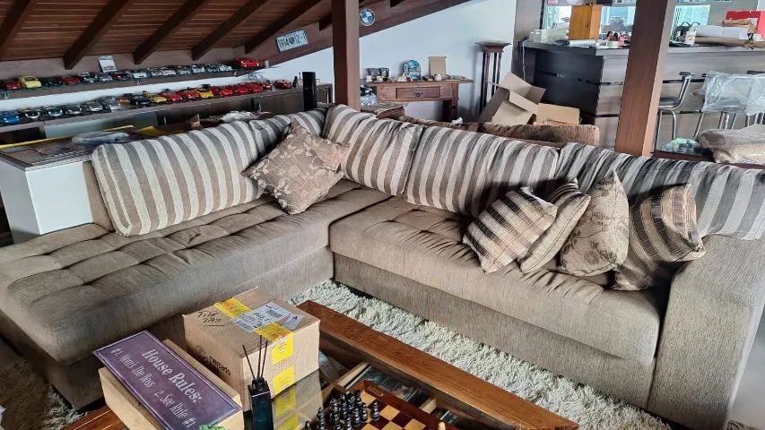 SOFÁ EM L COM 06 LUGARES, COM OPÇÃO SOFÁ CAMA