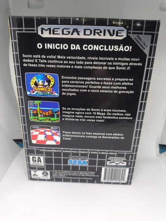 Caixa do Jogo Sonic 3 the Hedgehog para Mega Drive - Inclui Berço e Mini Manual P - Foto 3