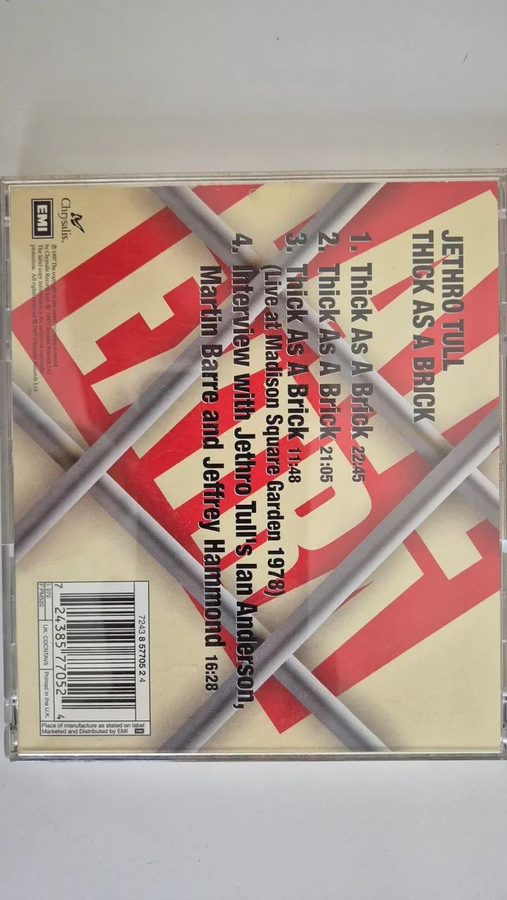 CD Jethro Tull Thick as a Brick (Edição especial 25 aniversário) - CDs ...
