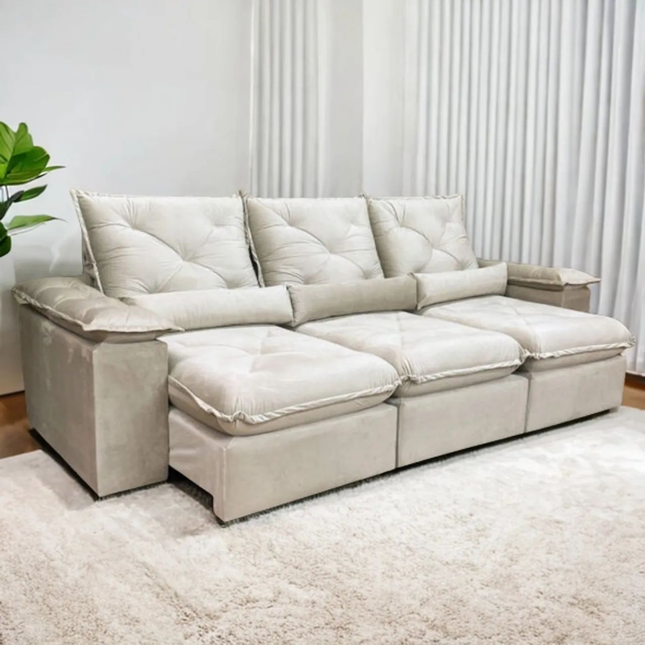 Sofá Retrátil e Reclinável 2,70m Paris Super Oferta tt876
