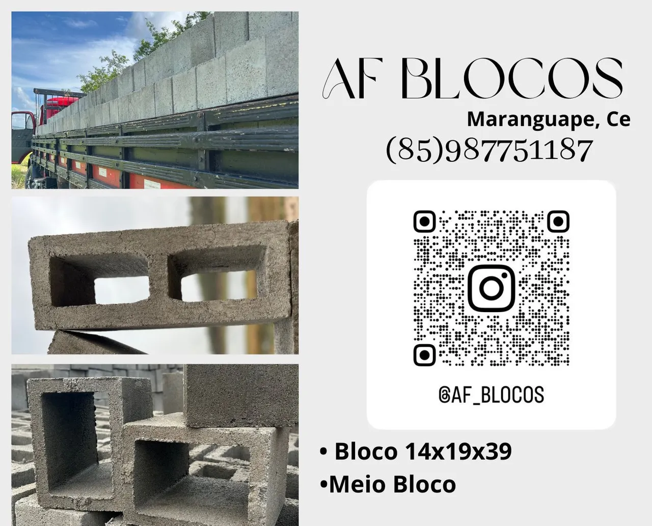 Blocos de Concreto 14x19x39 - AF Blocos