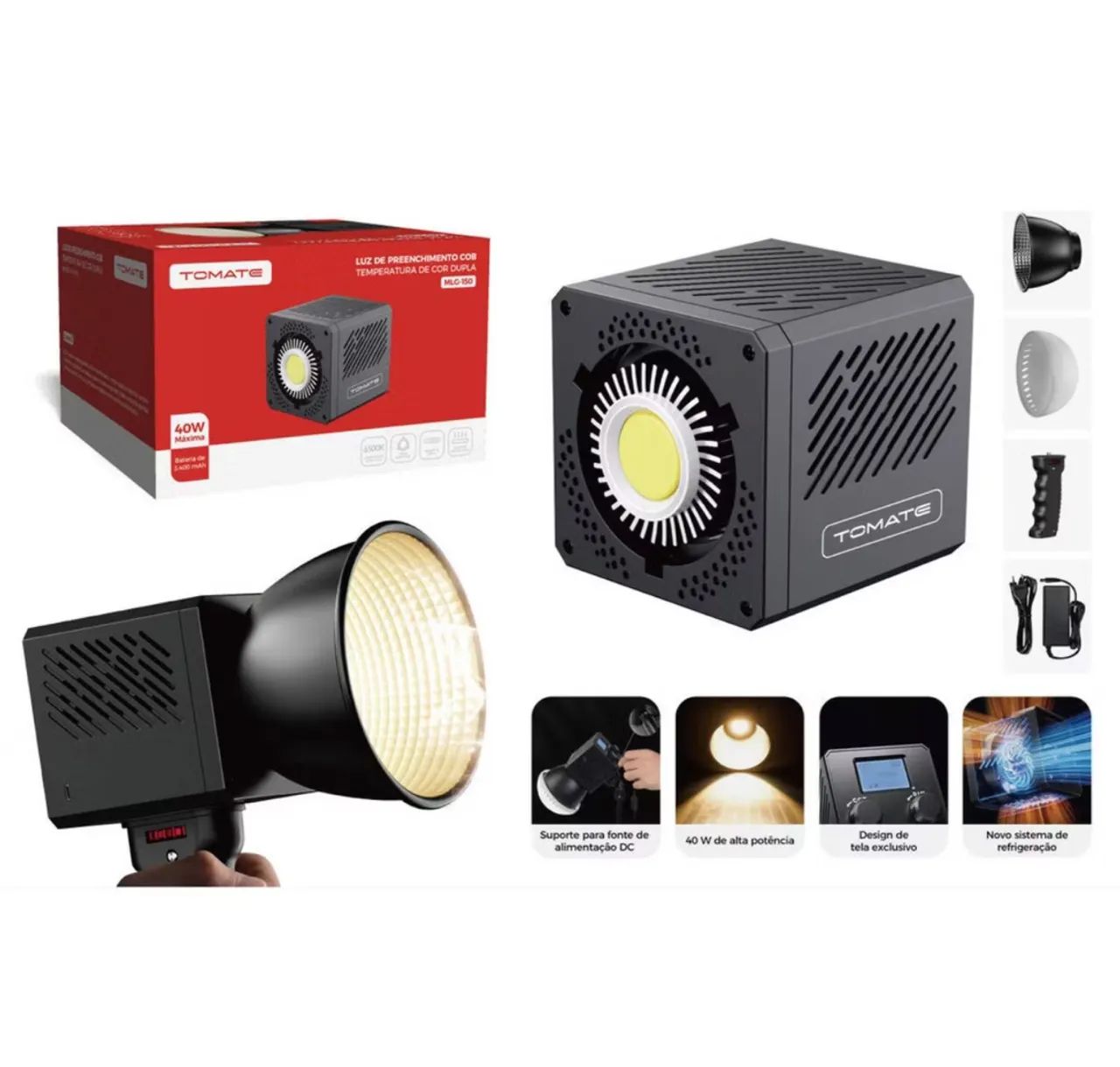 Luz de Preenchimento Cob 40W Tomate MLG-150 - Tomate