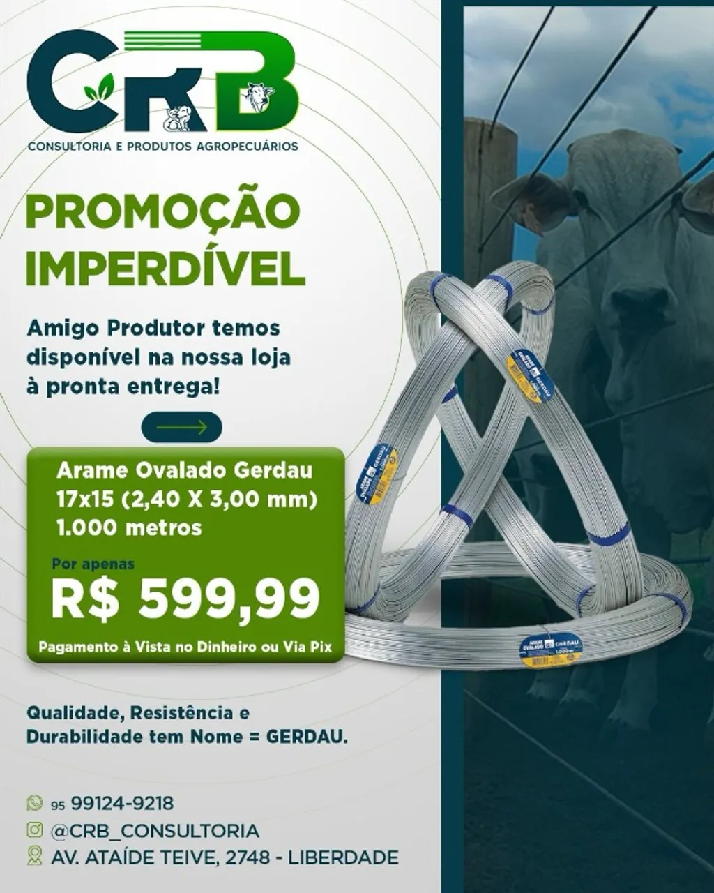 Arame Gerdau 17x15 (2,40 x 3,00 mm) 1000 metros