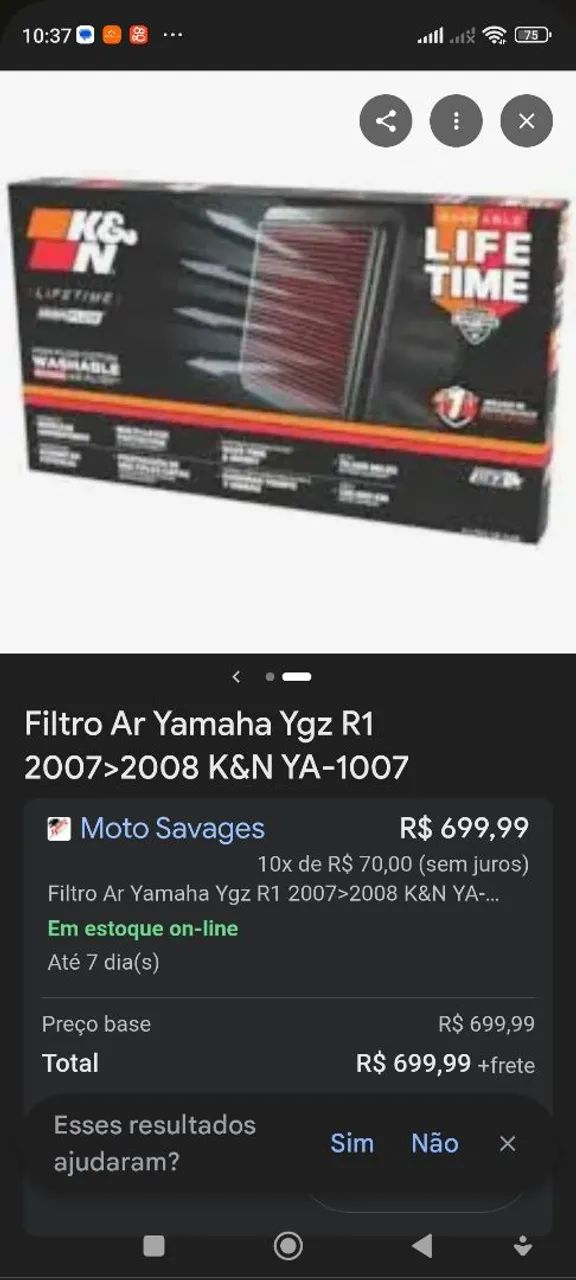 Filtro de ar k&n YZF 2007 - 2008 - Foto 5