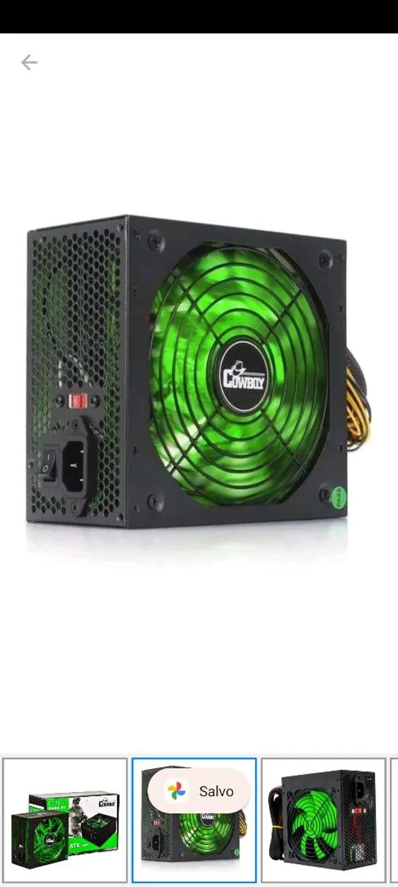 Fonte ATX 500W Cowboy com LED Verde - Foto 2