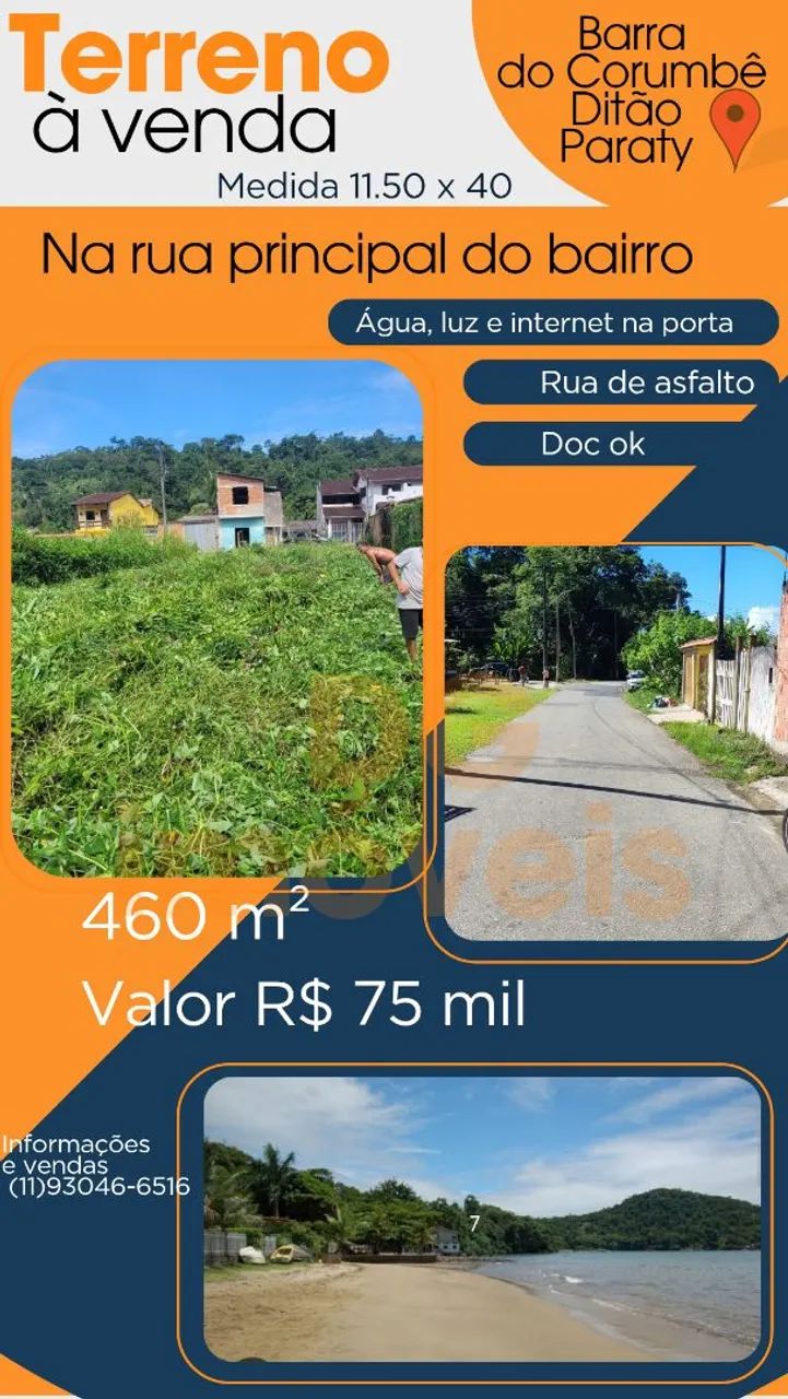 Terreno em Paraty 11.50x40 =460 m² por R$75 mil