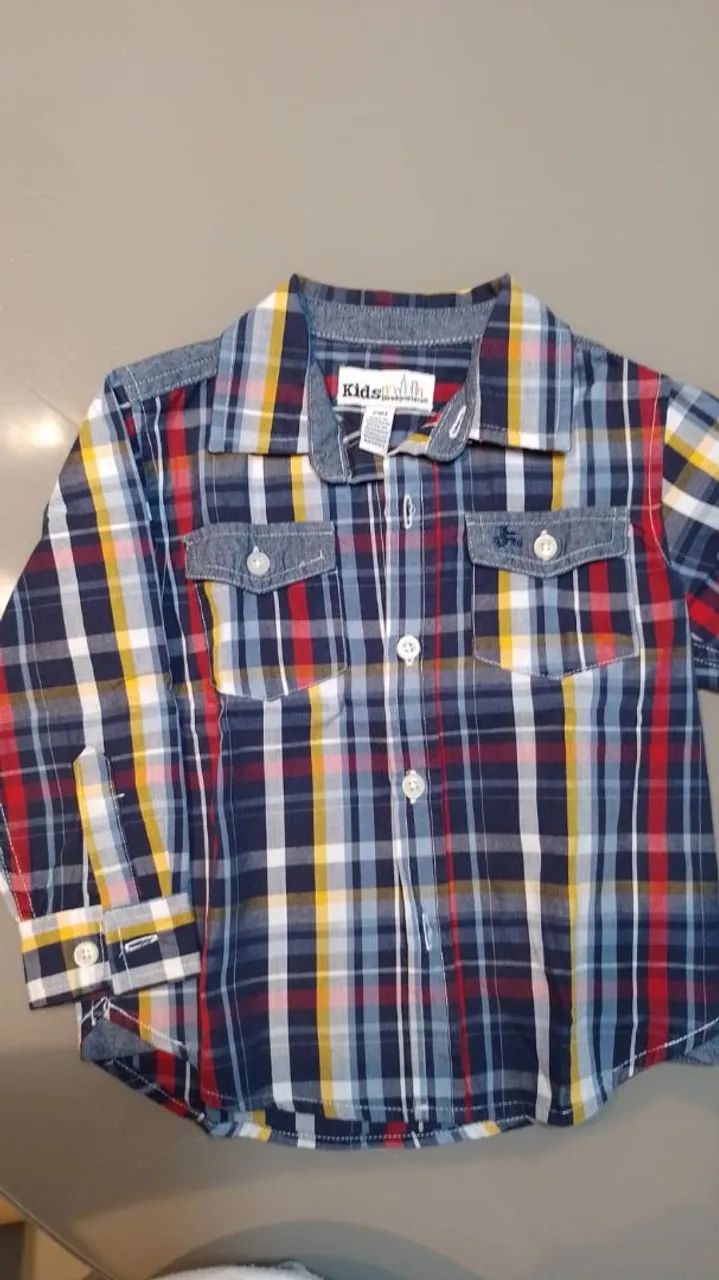 Camisa xadrez azul com detalhes em amarelo - Foto 2