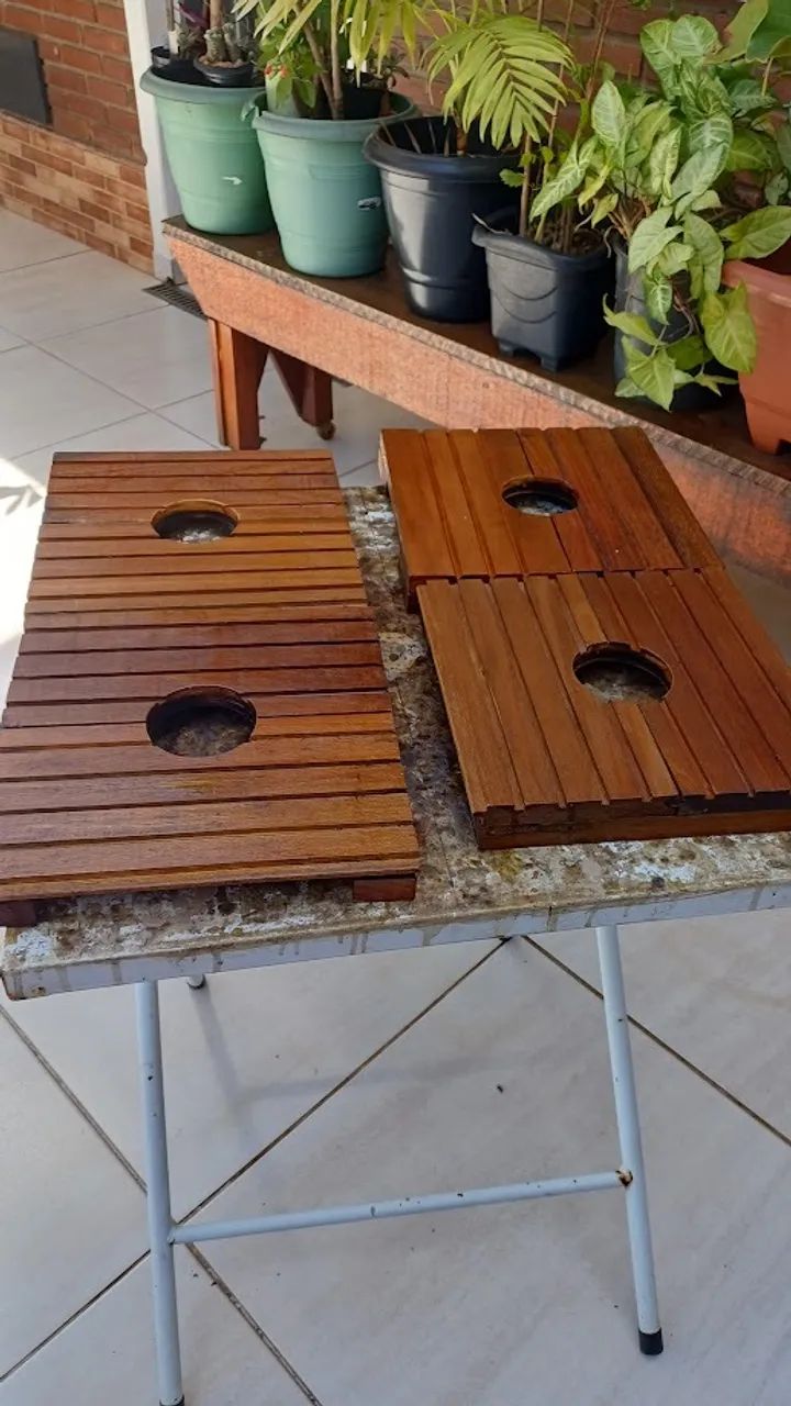 3 peças de suporte de maderira para vasos de florers - Foto 4