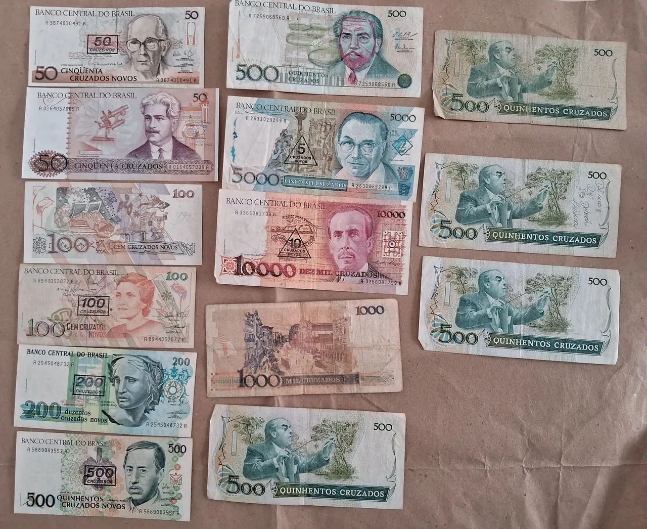 Cedulas Brasileiras Antigas - Coleção com 39 notas diversas. Conforme as fotos.