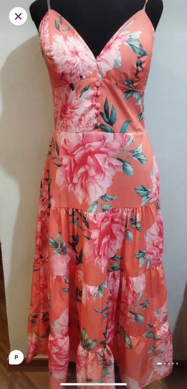 vestido florido comprido 