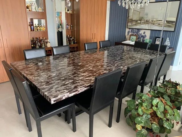 Mesa de Jantar 6 Lugares com Pastilha de chifre preto - Foto 2