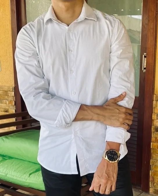 CAMISA MANGA LONGA MASCULINA BRANCO P