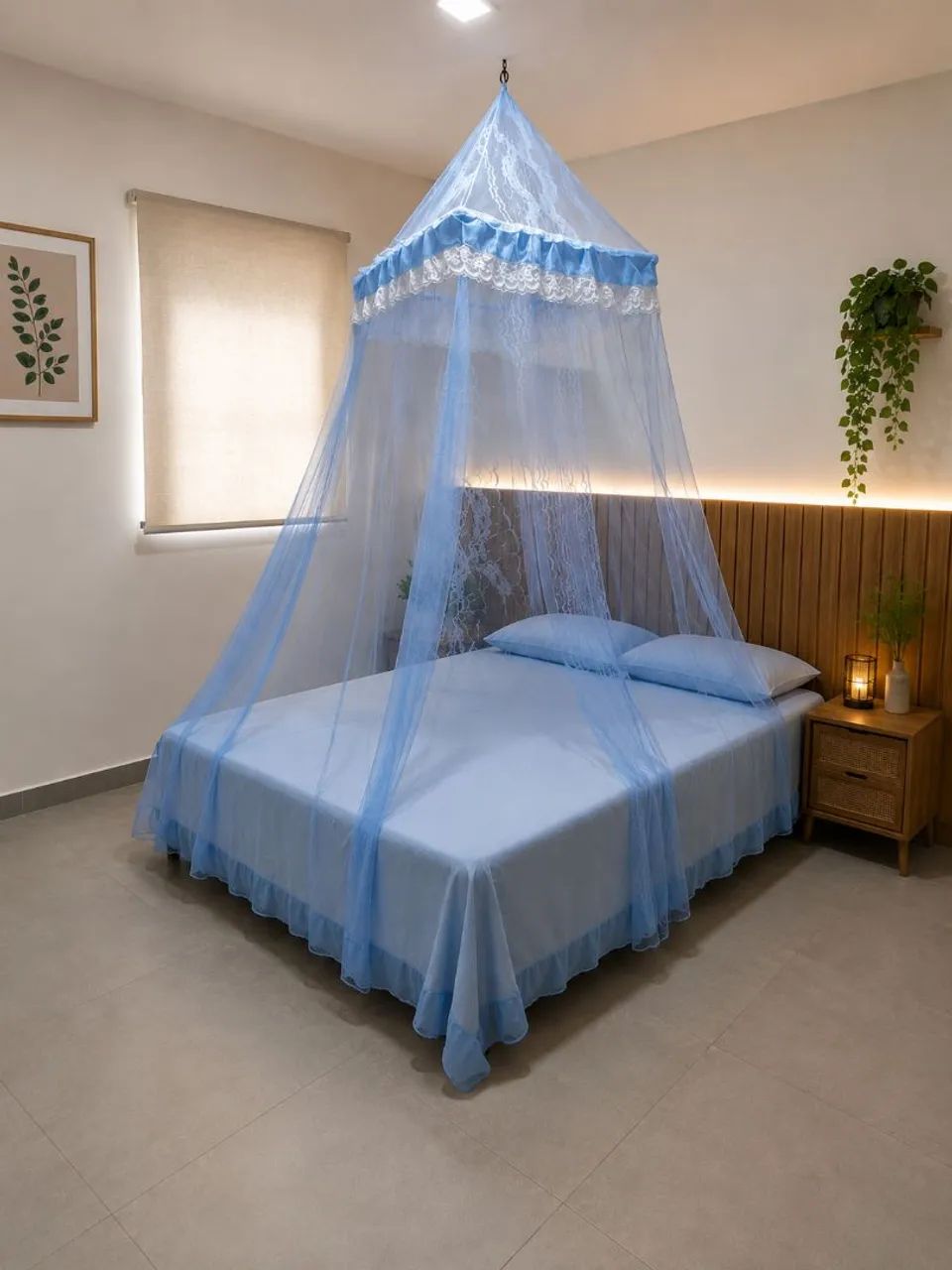 Mosquiteiro renda teto casal box Queen c/elástico bico e babado 