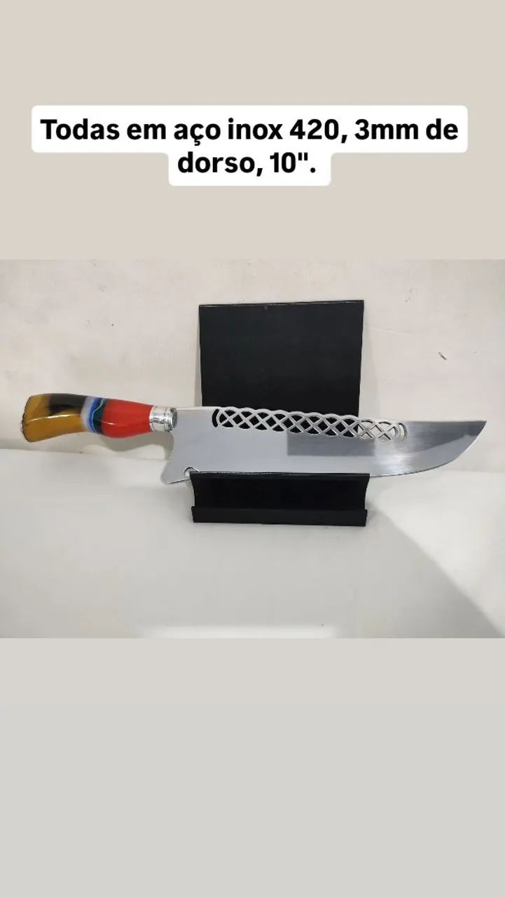 Faca Picanheira aço inox 420 com bainha grátis - Foto 4