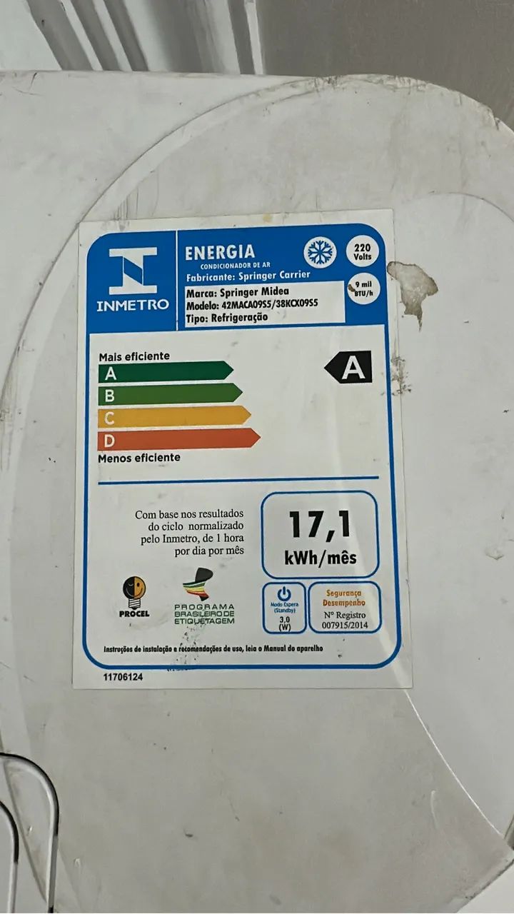  Vendo ar condicionado split springer midea 9000btus - Foto 3