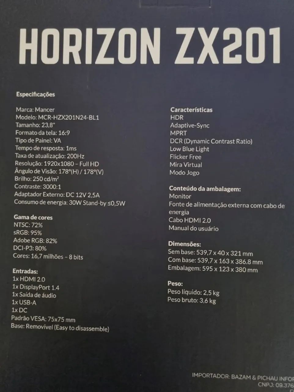 Monitor Mancer Horizon ZX201 23,8" 200 Hz - Foto 3