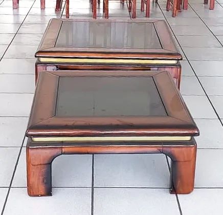Mesa de Centro Madeira Maciça Laqueada e Vidro  - Foto 2