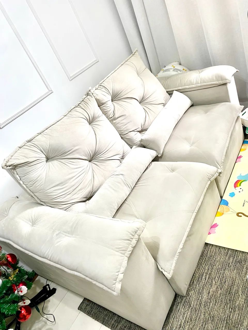 Sofá retrátil mola ensacada suede  - Foto 5