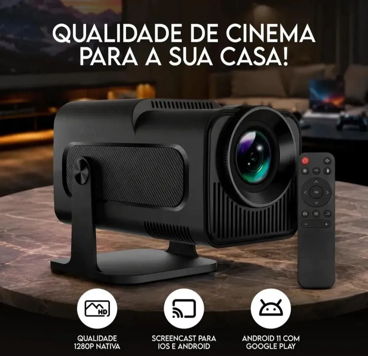 ? Projetor HY320 Android 11 4K Smart Wi-Fi Bluetooth - Foto 2