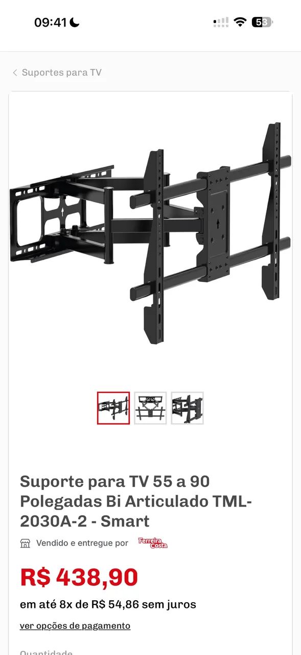 Suporte para TV 55 a 90 Polegadas Bi Articulado TML-2030A-2 - Smart - Foto 3