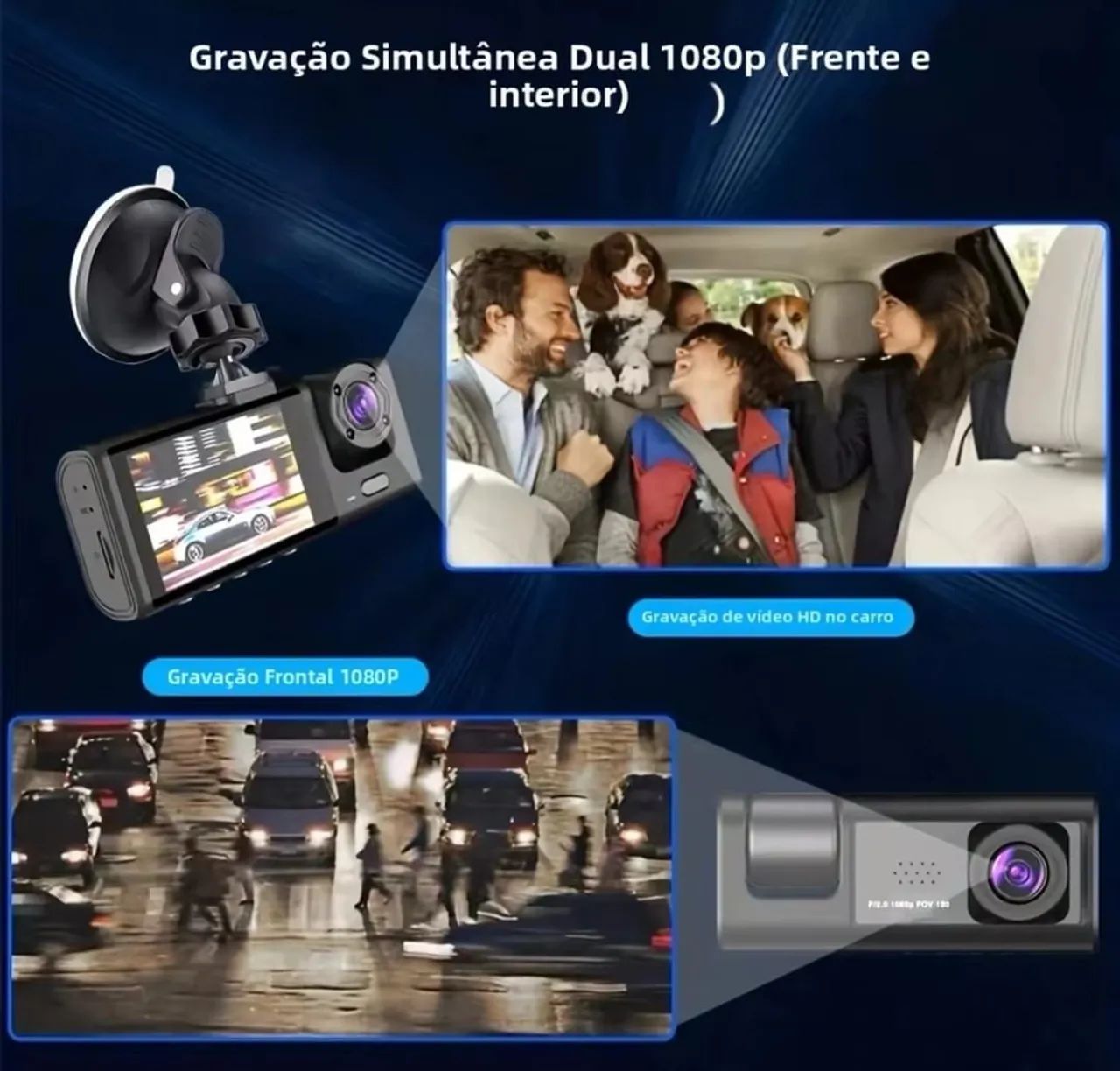 Câmera Dash Cam Veicular Frente e Interior  - Foto 3