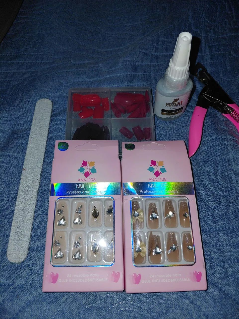 Kit com 5 unha postiça com cola e contando! - Foto 3