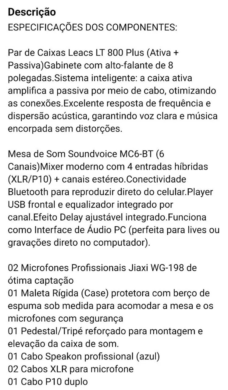 Vendo Kit Som Caixas LT 800 PLUS + MESA MC6 BT - Foto 2