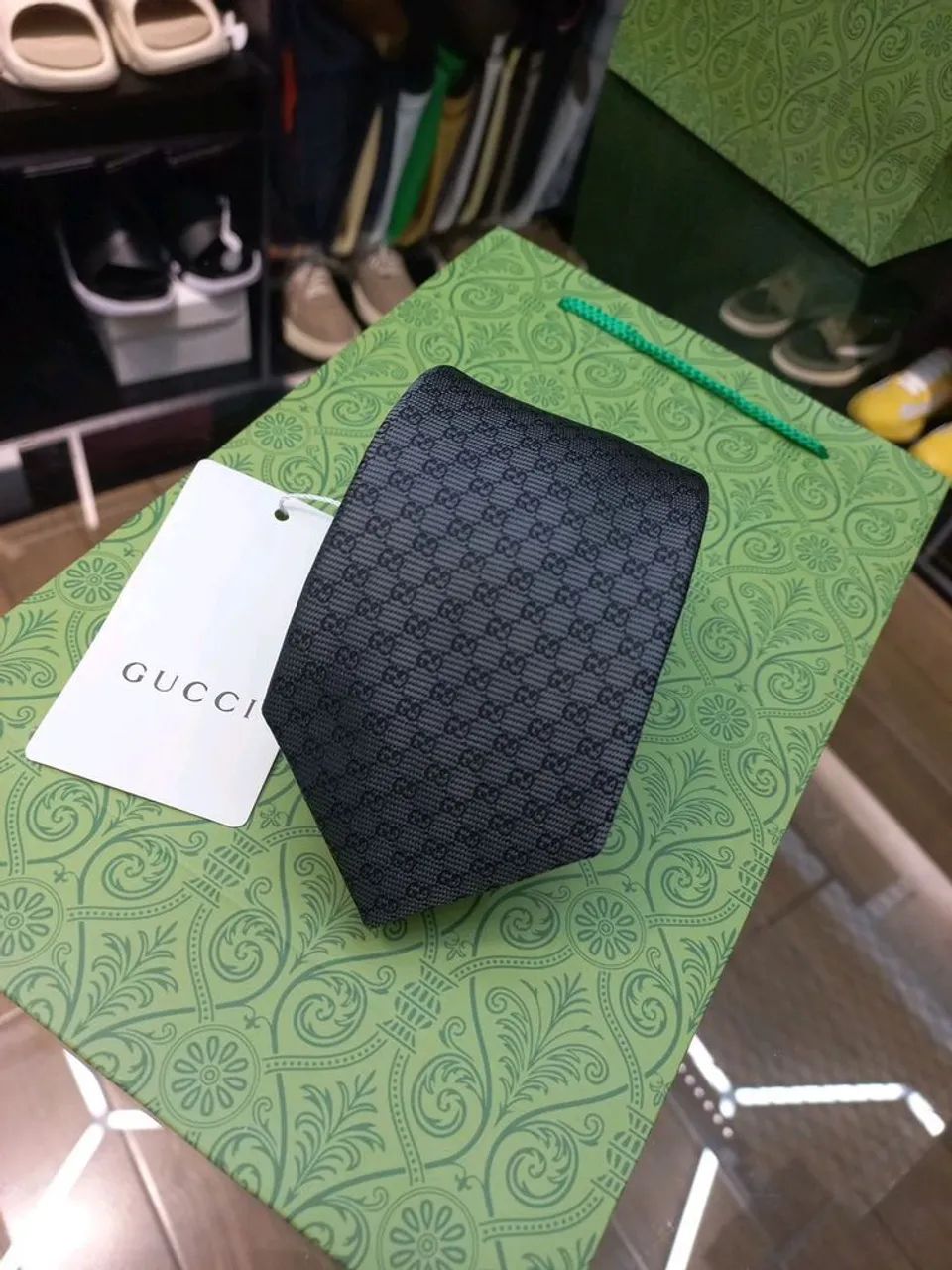 gravata social gucci chumbo seda