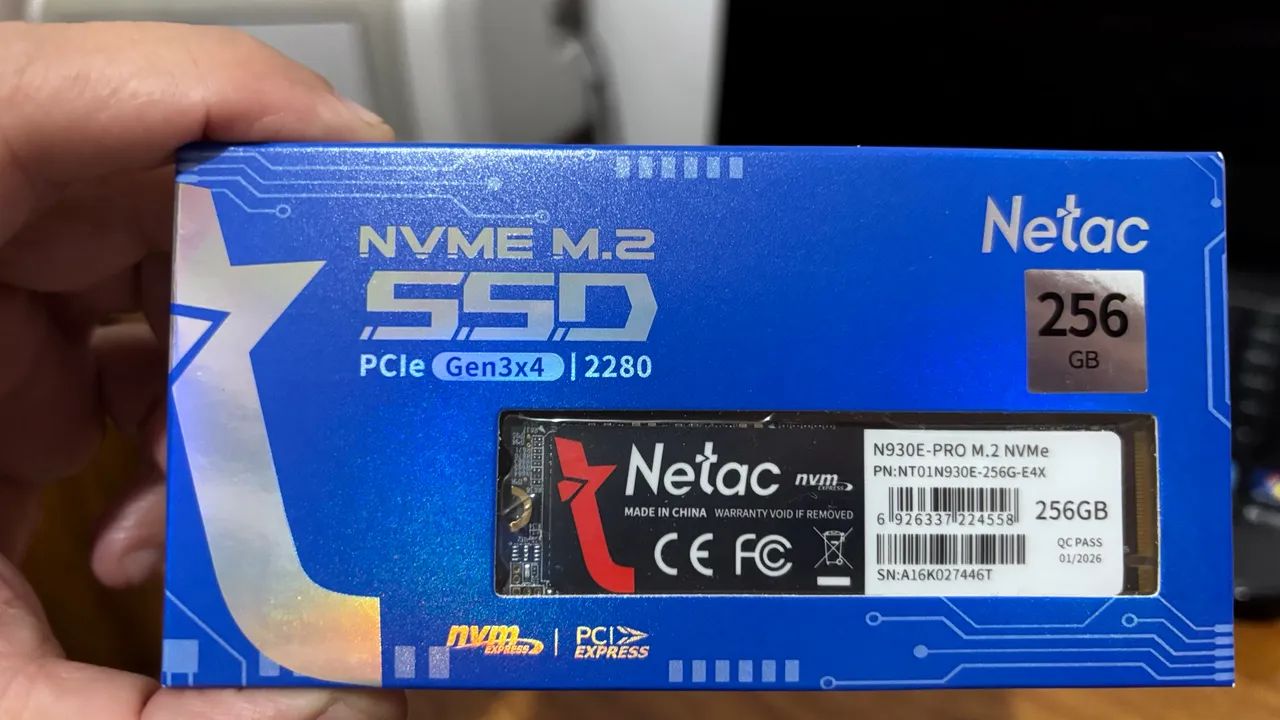 Ssd 256 Nvme novo caixa Netac