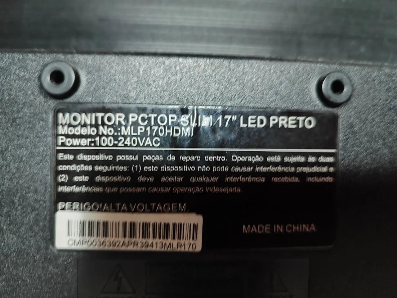Monitor PCTOP 17" LED, modelo MLP170HDMI, usado. - Foto 3