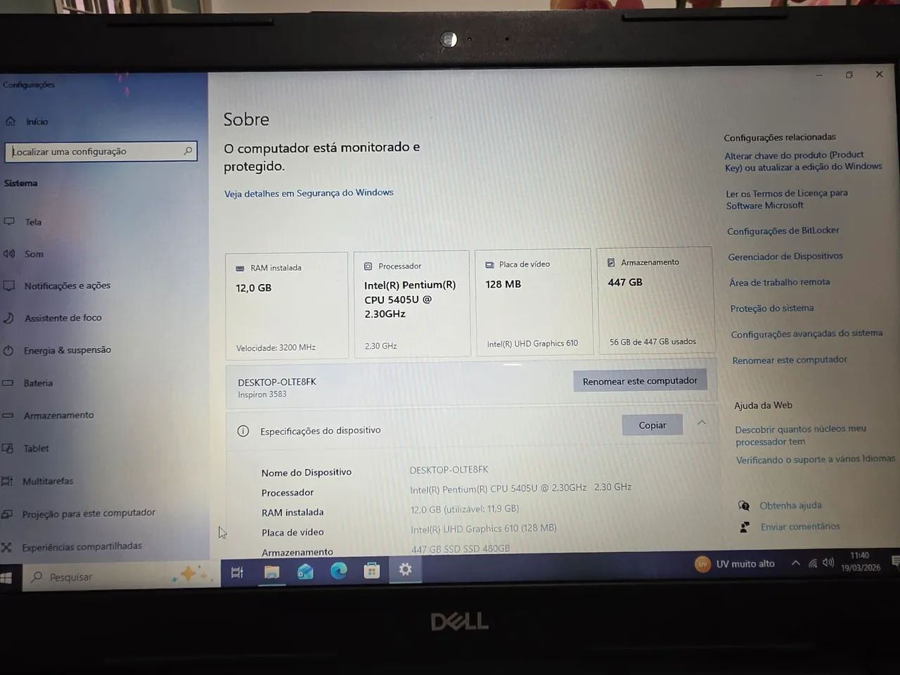 Notebook Dell dual Core 12 Gb RAM, tela 15,4 full HD - Foto 3