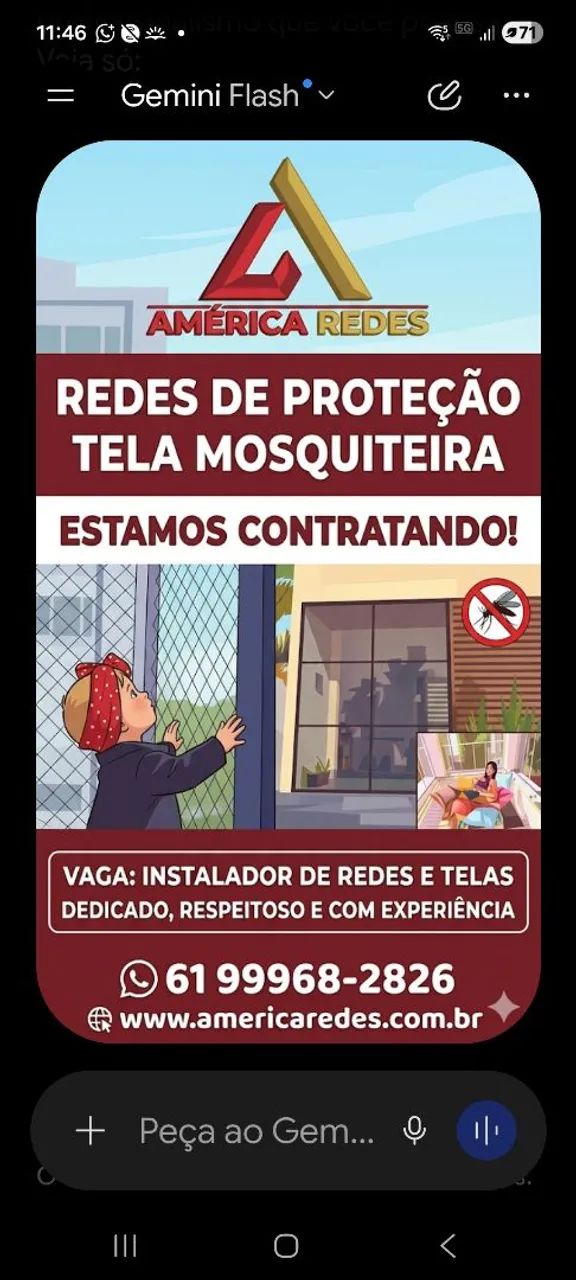 Vaga de instalador de redes e telas