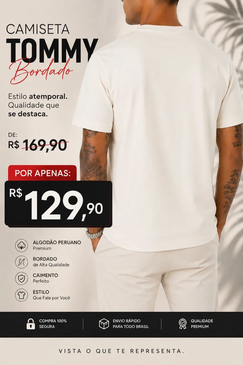 Camisa Tommy Bordado - Branca - Foto 2