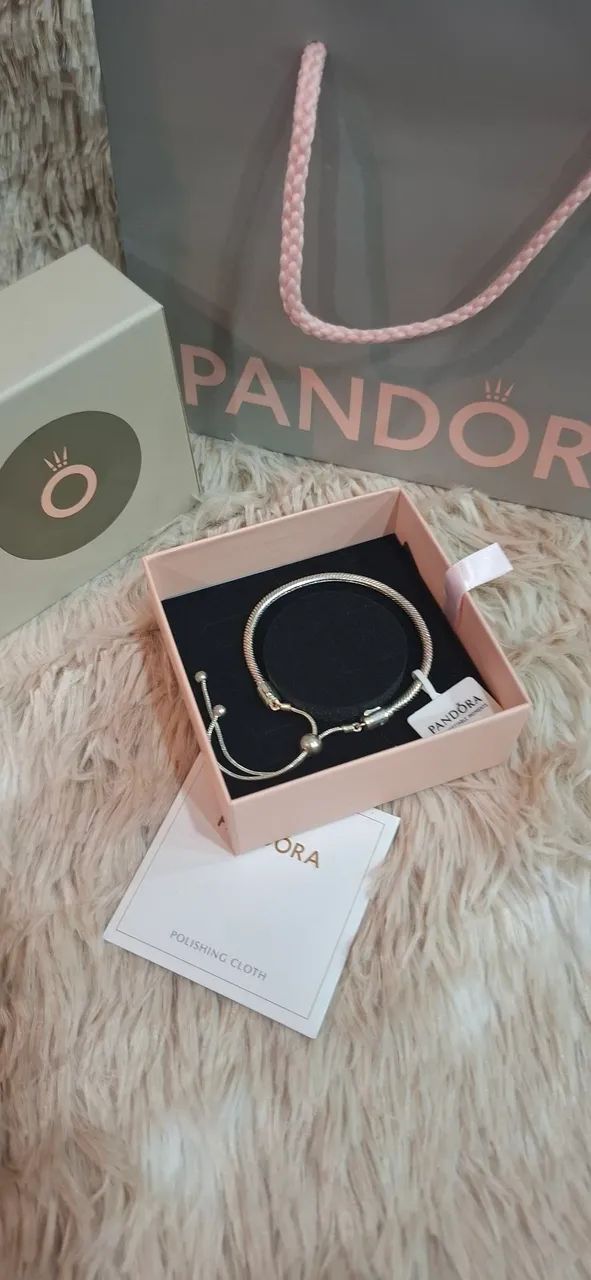 pulseira pandora prata ajustável nova - Foto 2