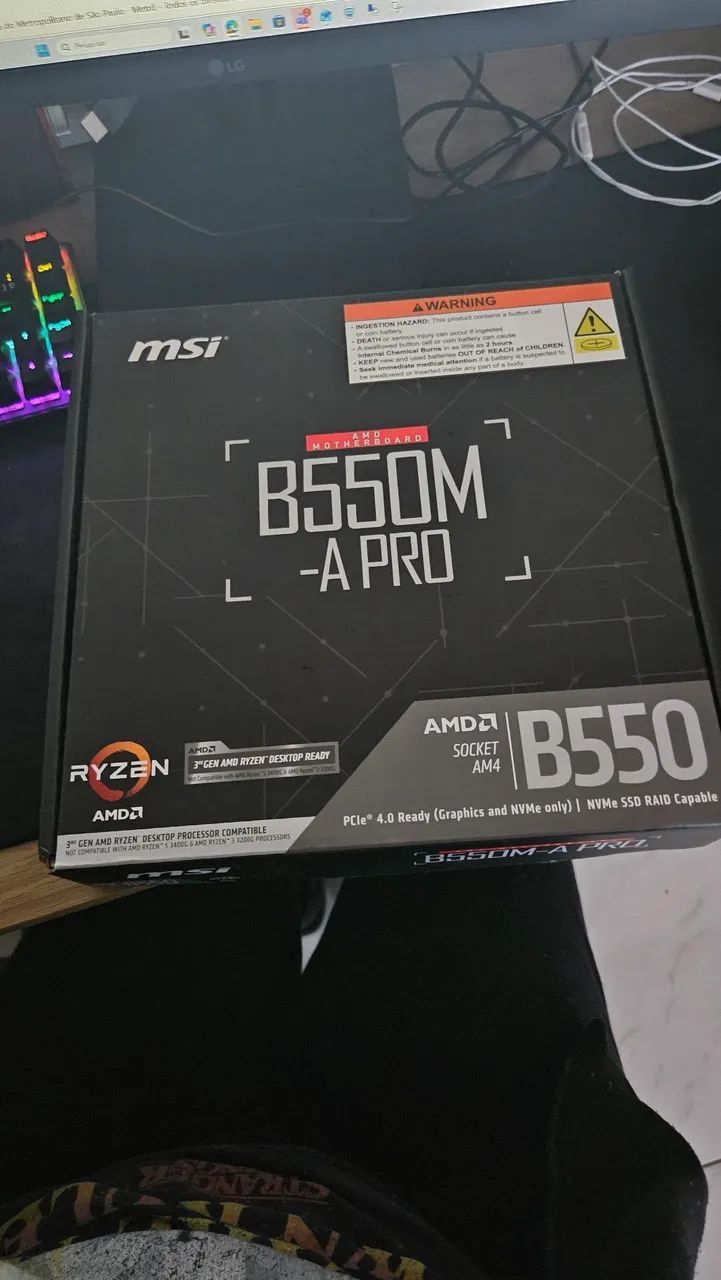 Placa-Mãe MSI B550M-A PRO AM4 - NOVA / Sem Uso (Na Caixa Completa)