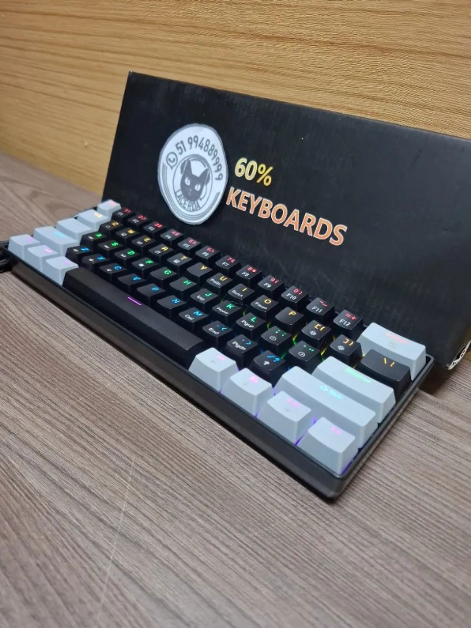 Teclado Mêcanico S61, 60%, Rainbow, Switch Blue(azul) [NOVO
