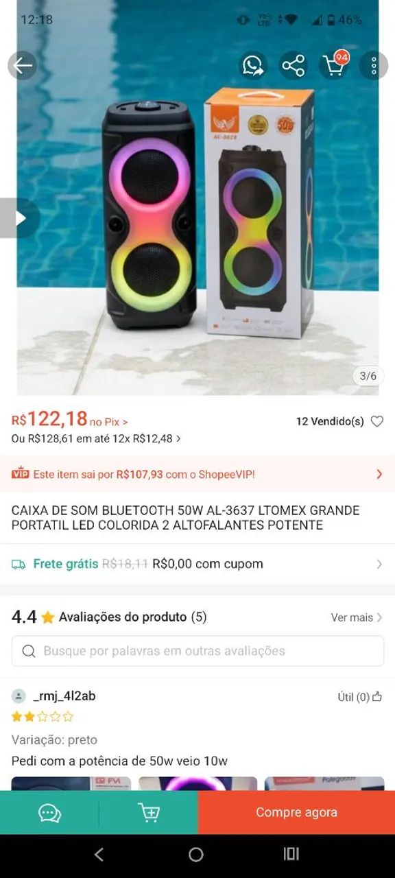 Caixa de som 50w com led  - Foto 3