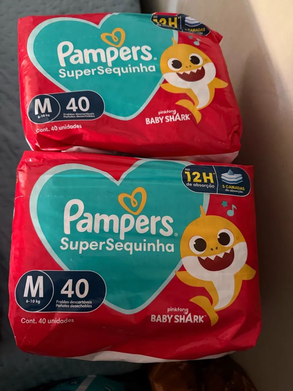 Fraldas Pampers M super sequinha 