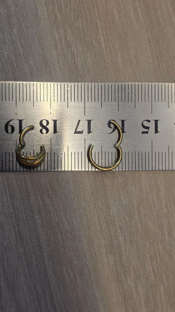 Piercing argola dupla e tripla titânio dourado 2 - Foto 2