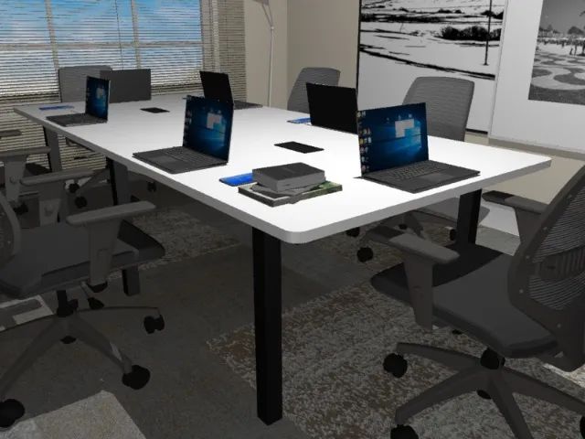 Mesa De Reunião Delluxe Brancks Woods. Com 8 Tomadas  L200cm x  P90cm x A76cm