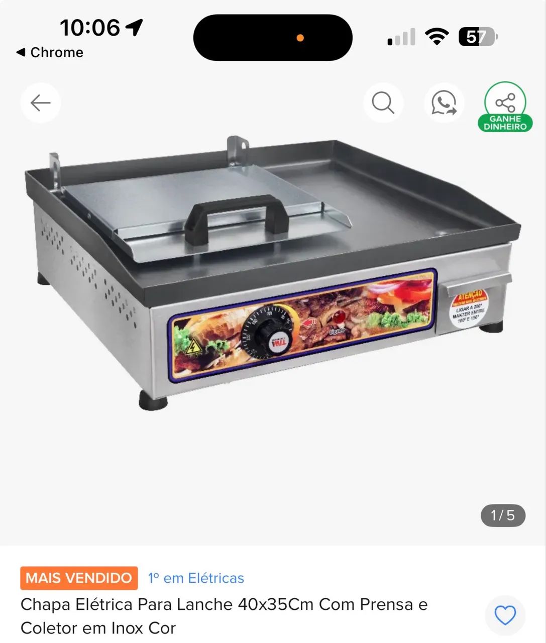 Vendo Chapeira de Lanches 127 w
